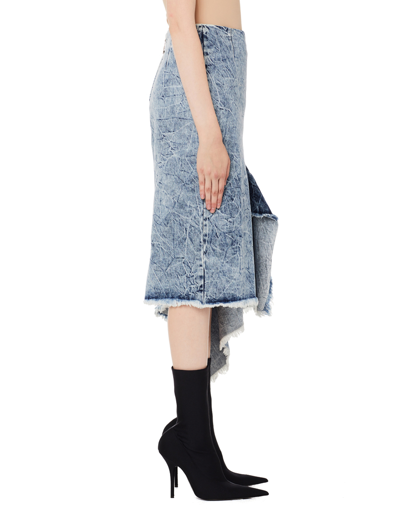 Balenciaga Washed Denim Side Godet Skirt | Garmentory