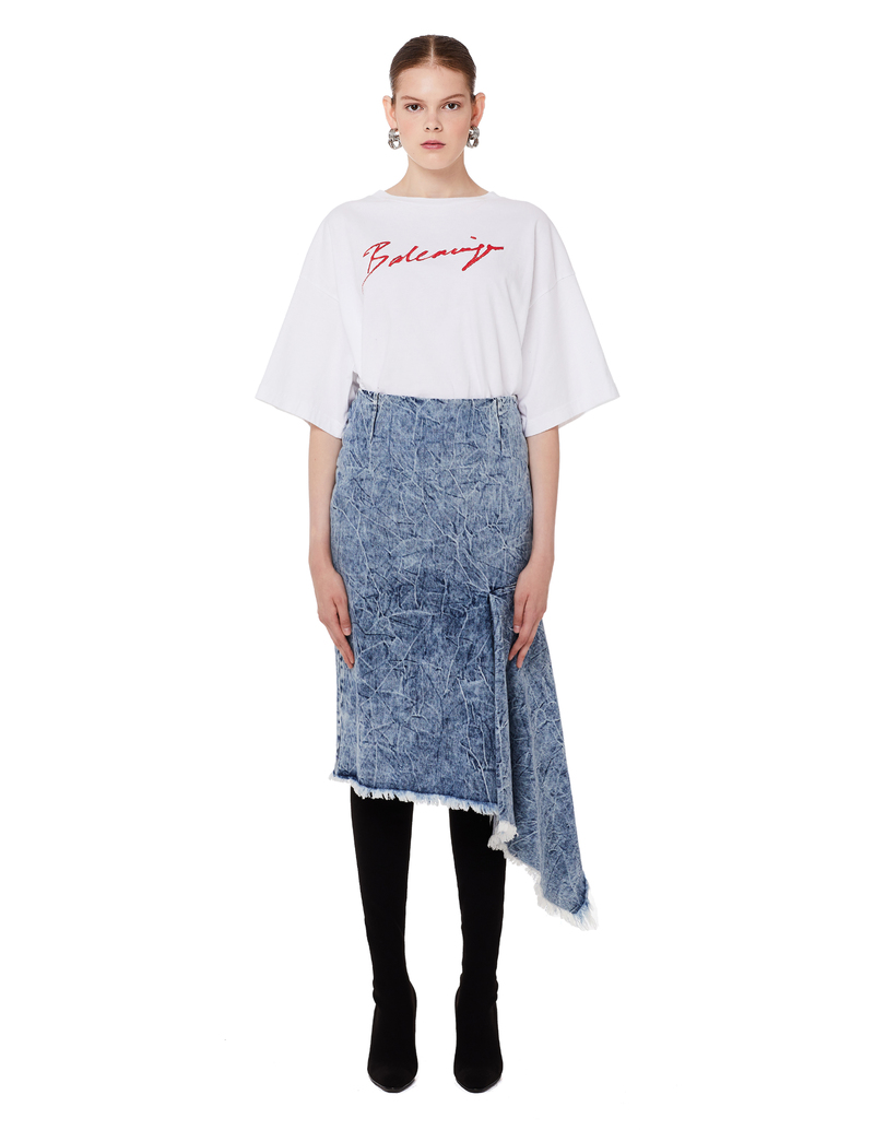 Balenciaga Washed Denim Side Godet Skirt | Garmentory