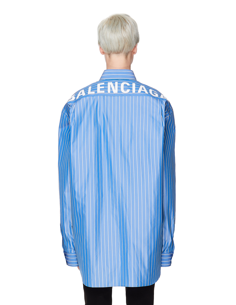 Tシャツ・カットソー BALENCIAGA FW25 Light blue poplin shirt (839187TNM60 4200) Balenciaga Cotton Logo Printed Shirt - Blue | Garmentory