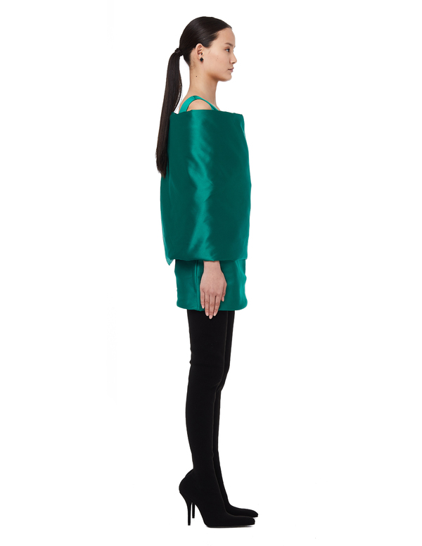 Balenciaga Green Drapered Mini Dress | Garmentory