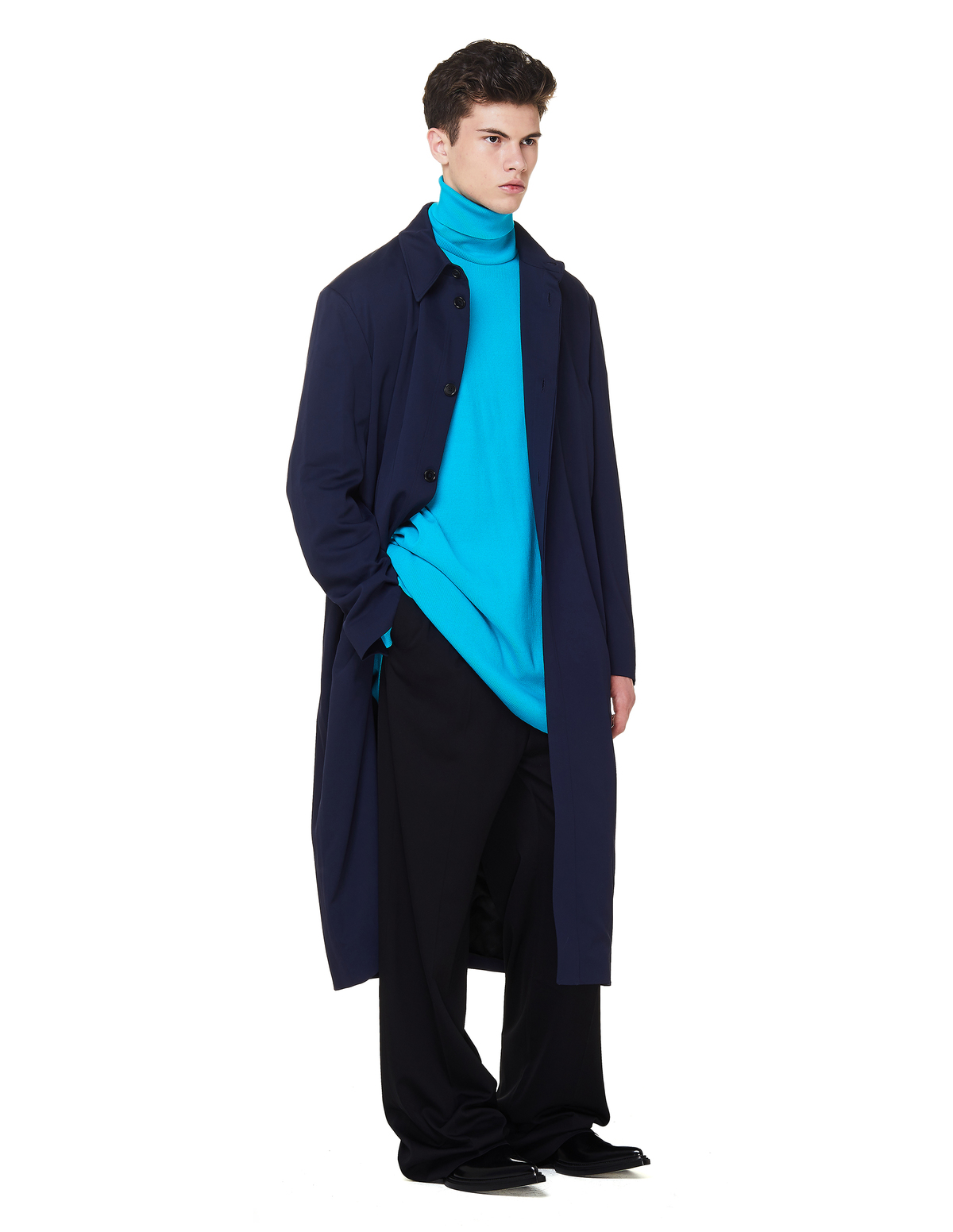 Balenciaga Navy Blue Oversized Coat | Garmentory