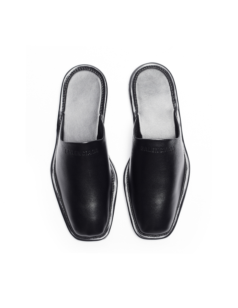 サンダル・ミュール BALENCIAGA Black Leather Slippers WMNS) Balenciaga Black Leather Black Slippers 630014WA8F91088