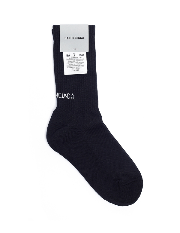Balenciaga Black Cotton Logo Socks Garmentory