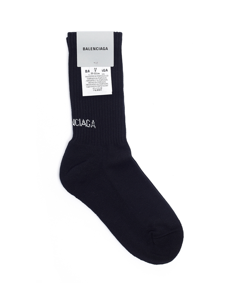 Balenciaga Black Cotton Logo Socks | Garmentory