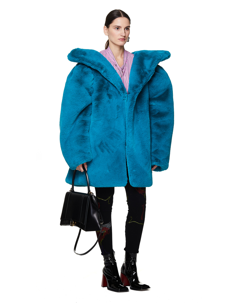 ジャケット・アウター BALENCIAGA fur coat navy F Balenciaga Faux Fur Jacket - Petrol Blue | Garmentory