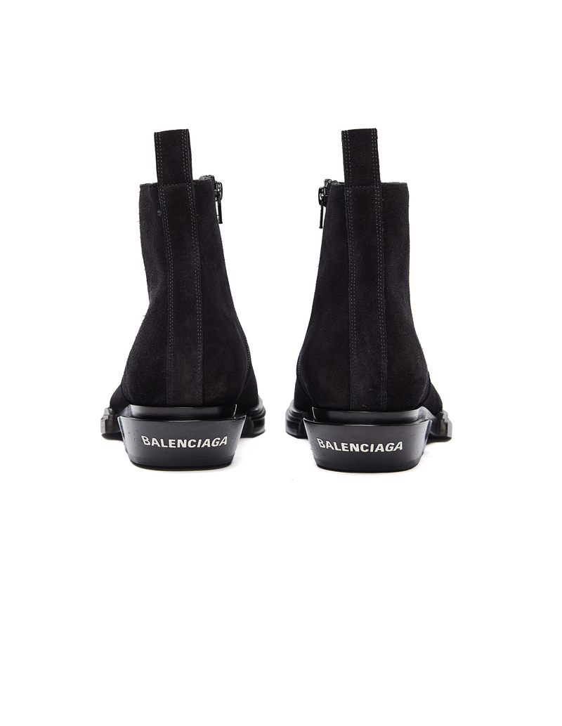 Balenciaga Suede Santiag Boots - Black | Garmentory display picture 3