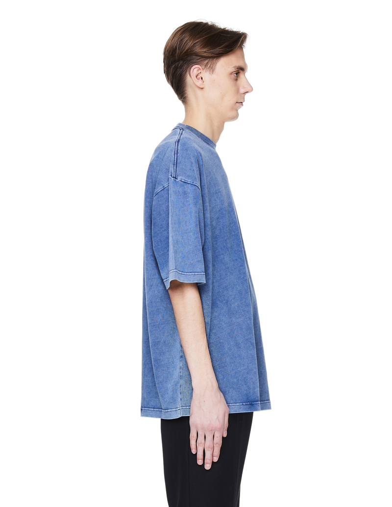 Balenciaga Washed Cotton Tag T-Shirt - Blue | Garmentory