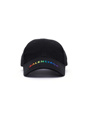 Balenciaga Rainbow Embroidered Cap - Black | Garmentory display picture 3