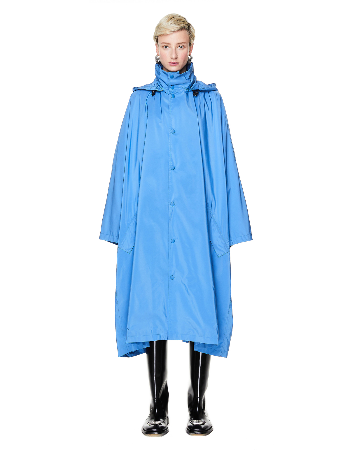 【BALENCIAGA】Logo Long Rain Coat/追跡+関税+全国送料込み Balenciaga-Blue-Logo-Printed-