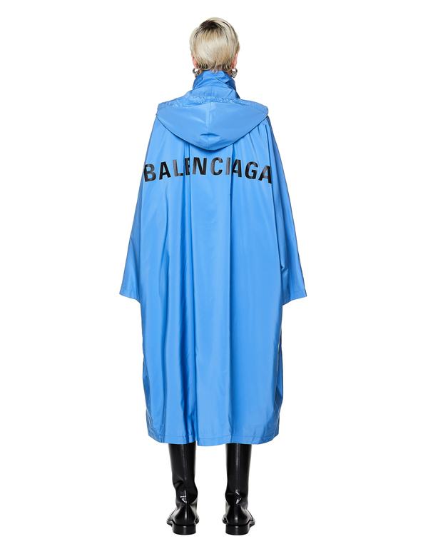 Balenciaga Logo Printed Raincoat - Blue | Garmentory