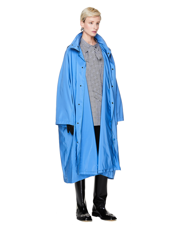 Balenciaga Logo Printed Raincoat - Blue | Garmentory