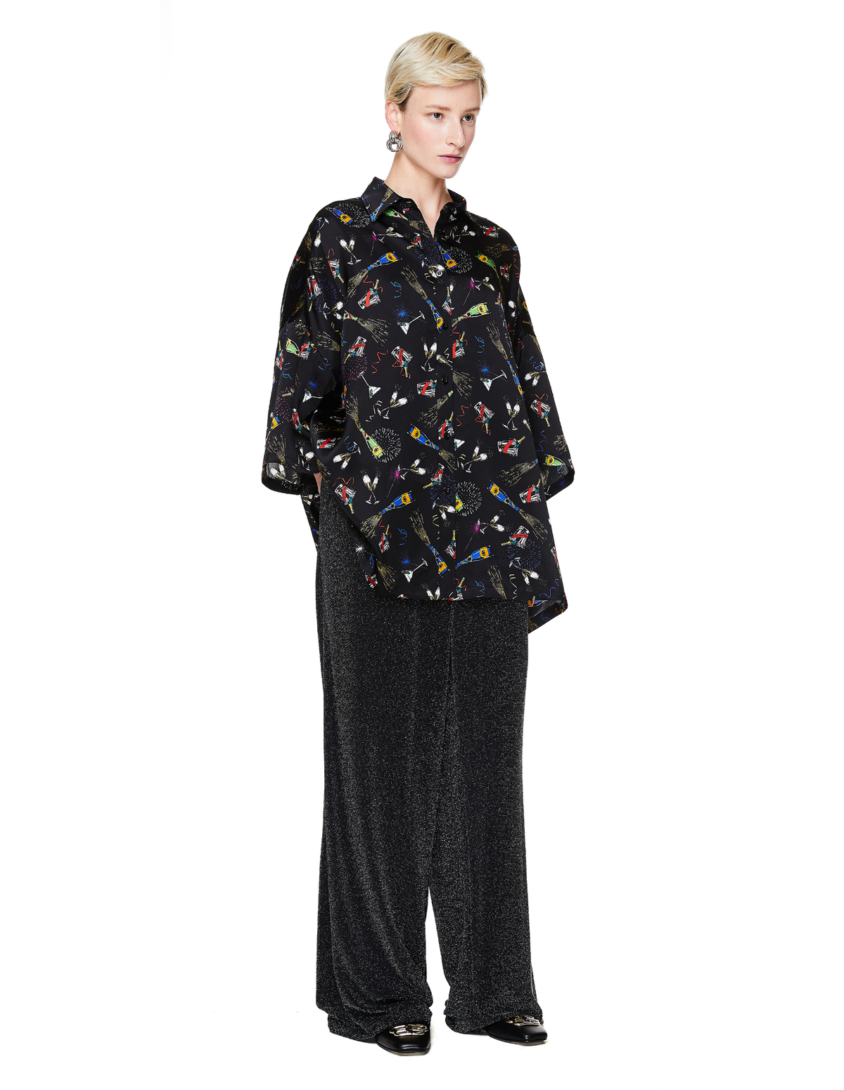 Balenciaga Printed Silk Shirt - Black | Garmentory
