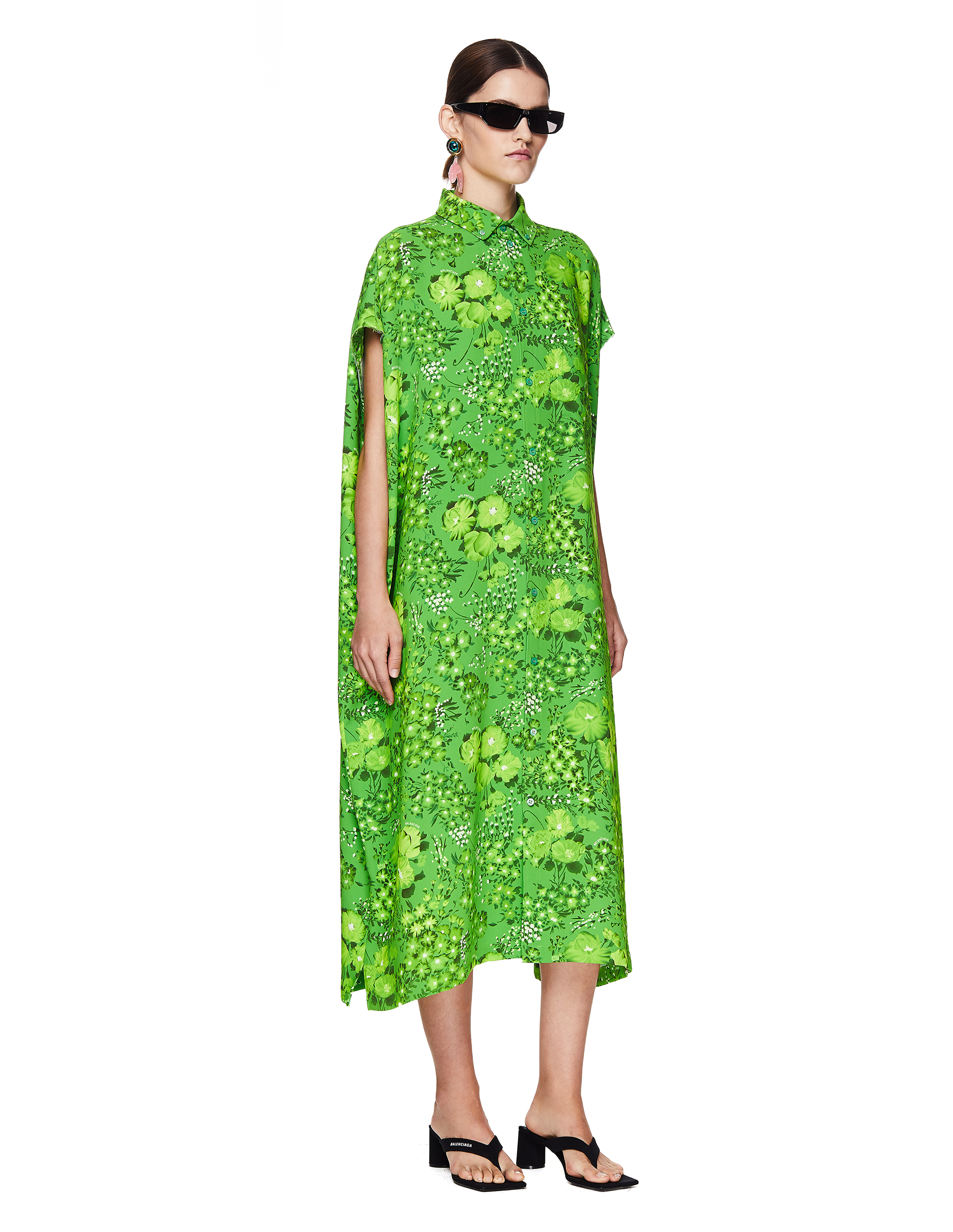 Balenciaga Flower Printed Dress - Multicolor | Garmentory