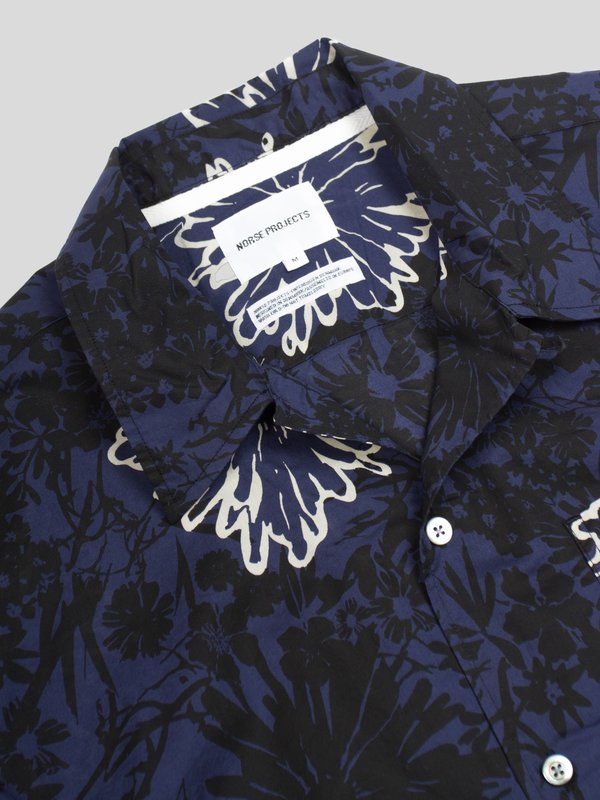 Norse Projects Carsten Button Up with Flower Print - Twilight Blue Norse Projects Carsten Button Up with Flower Print - Twilight Blue