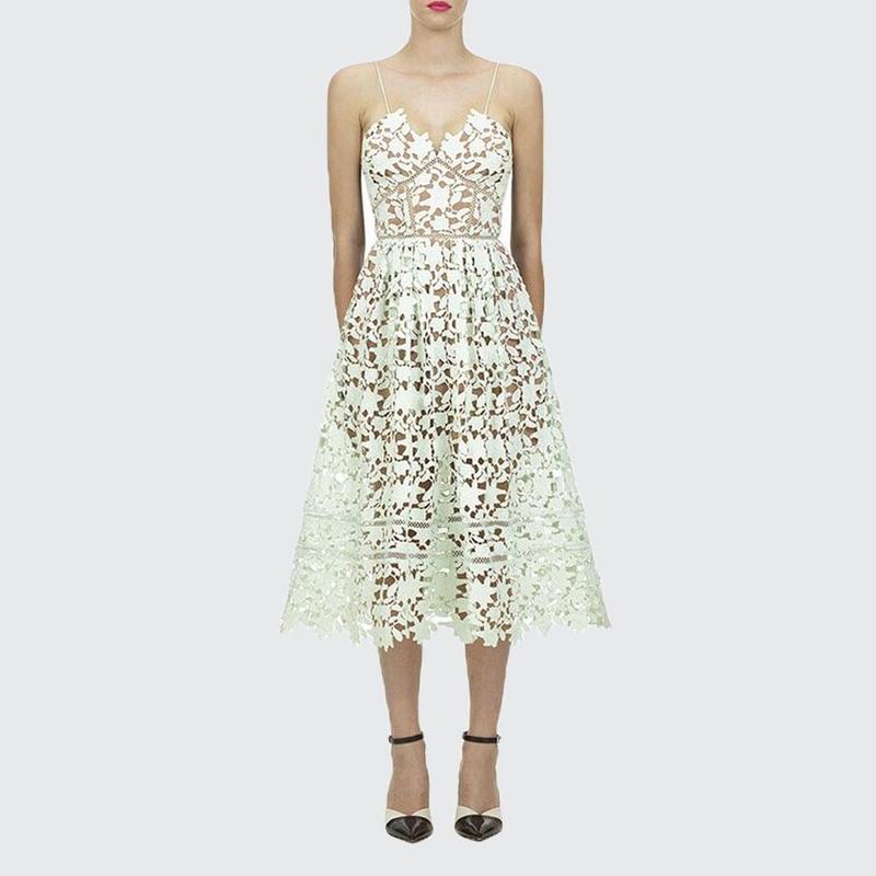 self portrait azaelea dress mint green Self-Portrait - Azaelea lace midi dress green