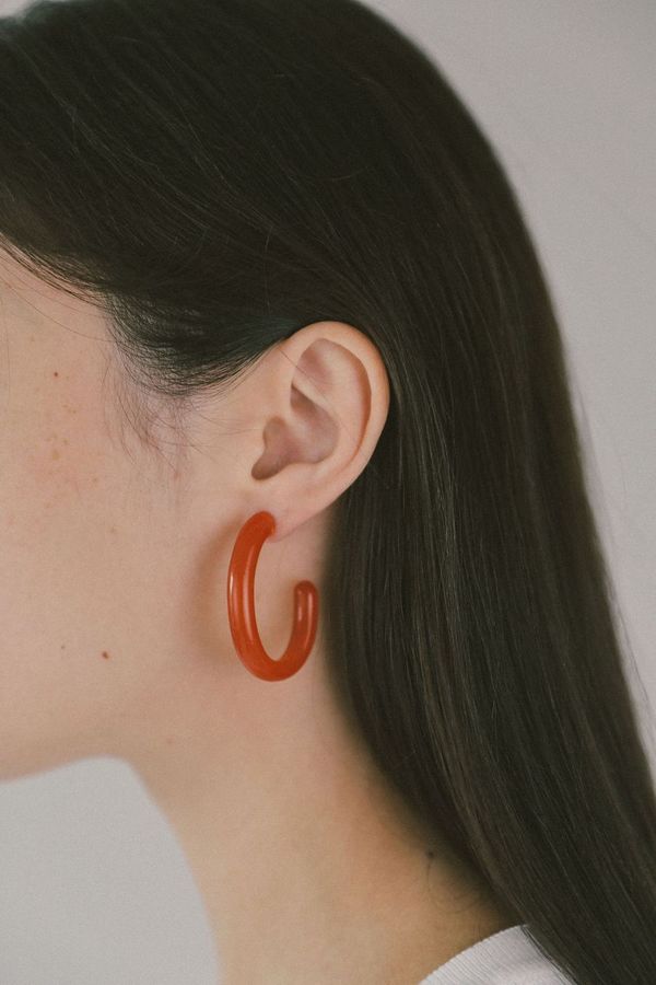 Wolf Circus Glass Hoop Large Earrings - Tangello Wolf Circus Glass Hoop Large Earrings - Tangello