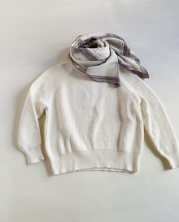 Moismont Striped Scarf - White/Plum Moismont Striped Scarf - White/Plum