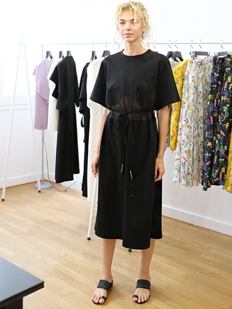 AKIRA NAKA Stripe T-Dress - Black | Garmentory