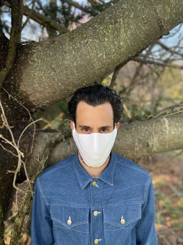 Tony Shirtmakers Japanese Pinpoint Oxford Face Mask - white Tony Shirtmakers Japanese Pinpoint Oxford Face Mask - white