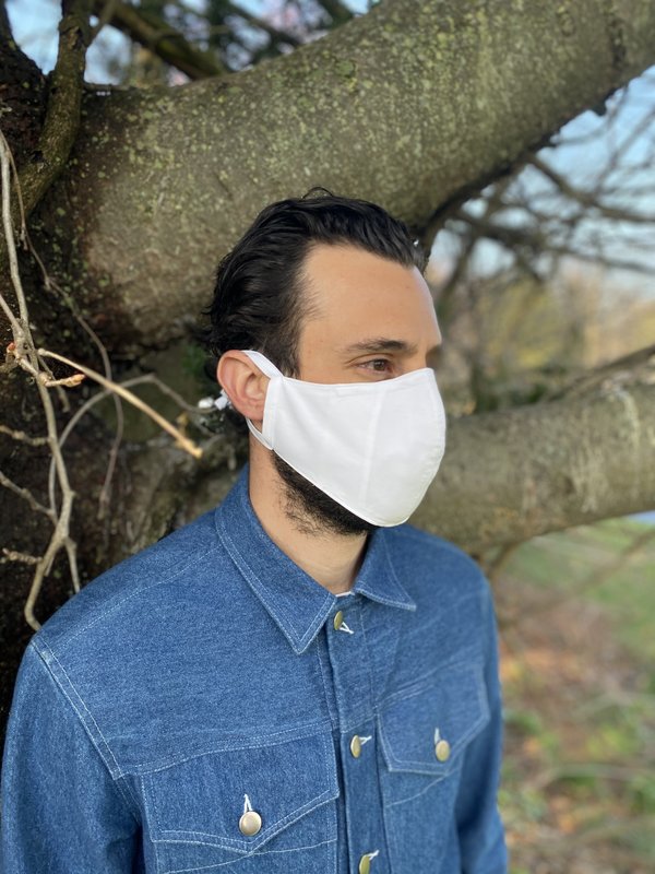 Tony Shirtmakers Japanese Pinpoint Oxford Face Mask - white Tony Shirtmakers Japanese Pinpoint Oxford Face Mask - white