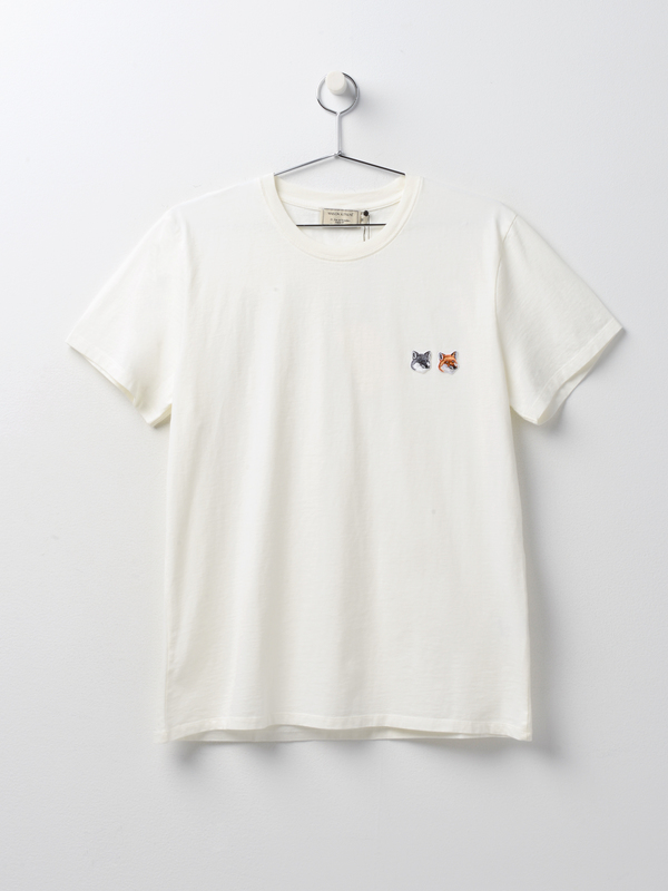 Maison Kitsun TEE-SHIRT DOUBLE FOX HEAD PATCH LATTE
