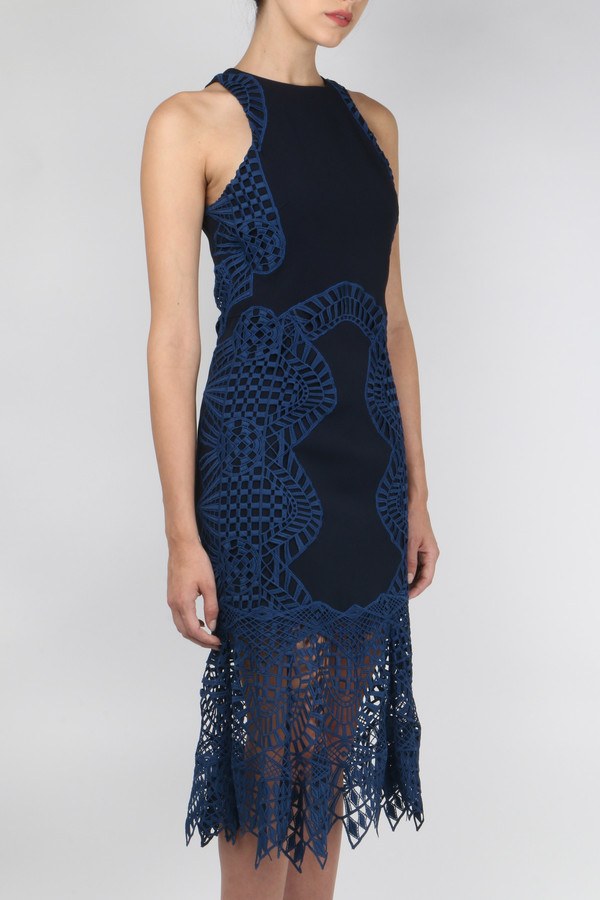 Jonathan Simkhai Contoured Lace Flare Dress | Garmentory Jonathan Simkhai Contoured Lace Flare Dress | Garmentory