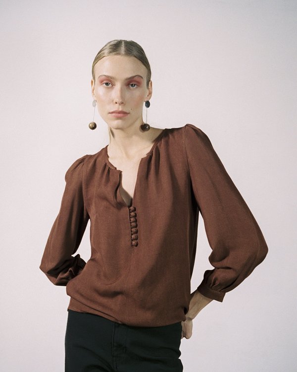 Maria Stanley Almond Blouse - Clove Maria Stanley Almond Blouse - Clove