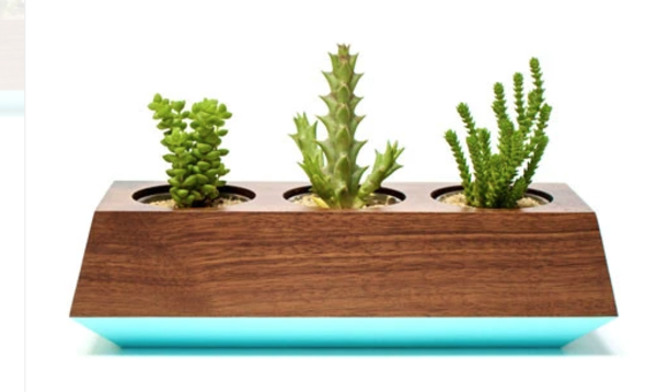 Revolution Design House Boxcar Triple Walnut Planter Revolution Design House Boxcar Triple Walnut Planter