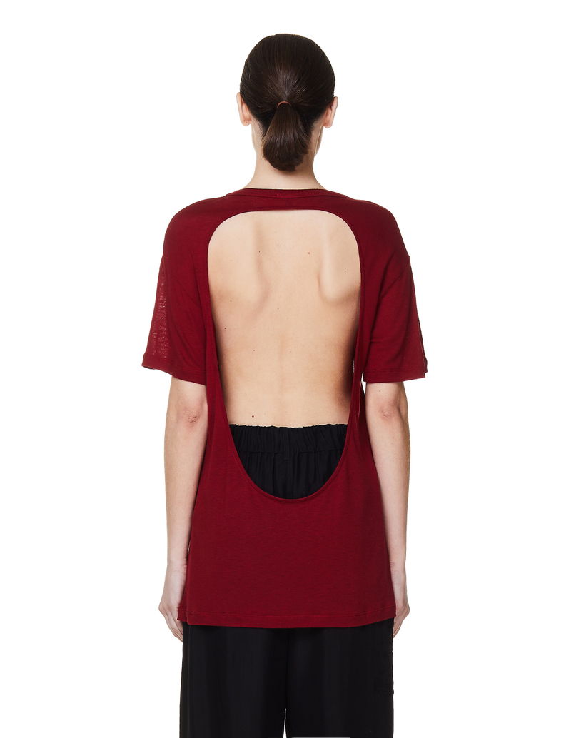 Ann Demeulemeester Cut Out T Shirt - Red | Garmentory
