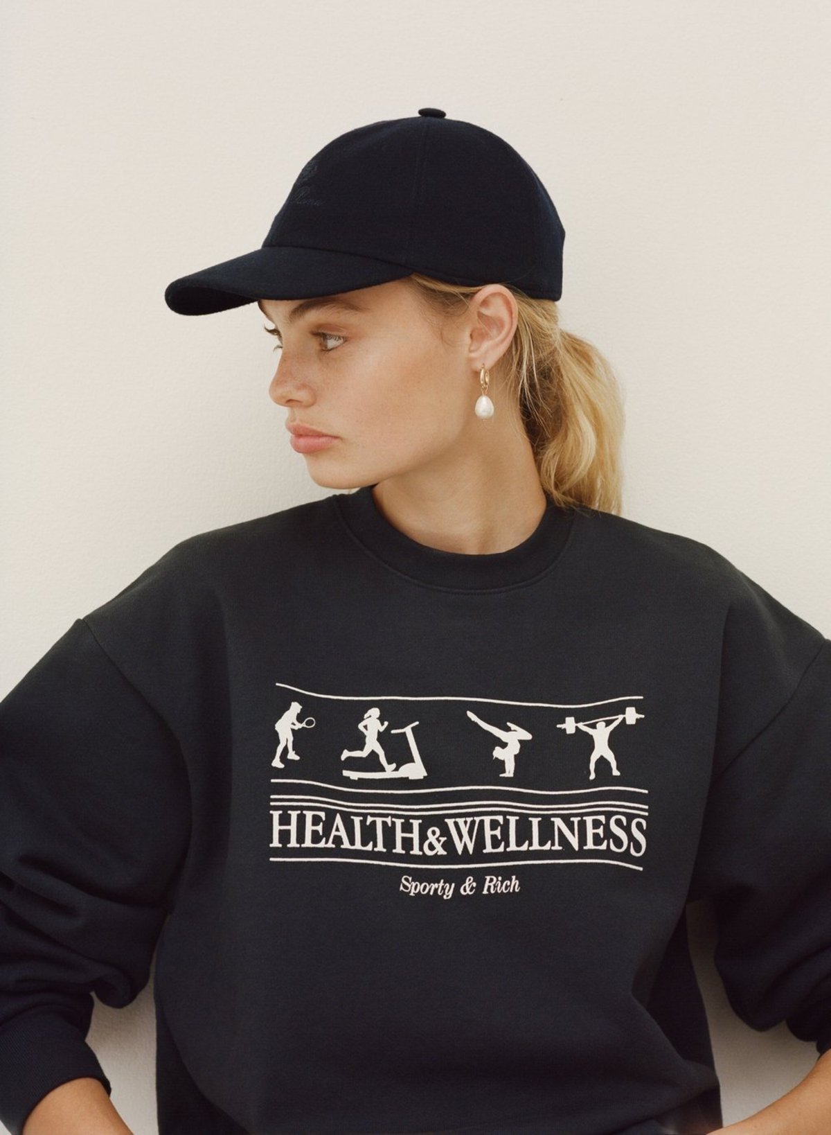 Sporty & Rich Health And Wellness Crewneck - Navy - Image 2 of 2