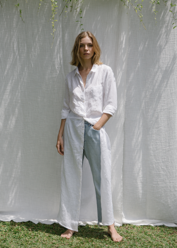 white twist shirt dress Alexander Wang Falling Twist Shirt Dress in White