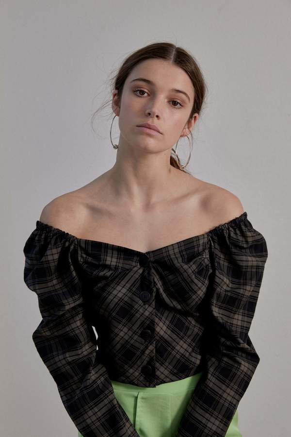 OVNA OVICH Virginia Top - Olive Plaid OVNA OVICH Virginia Top - Olive Plaid