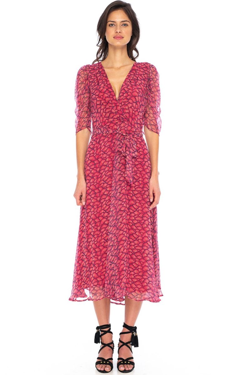 Caballero Lila Dress Printed Chiffon - Peacock
