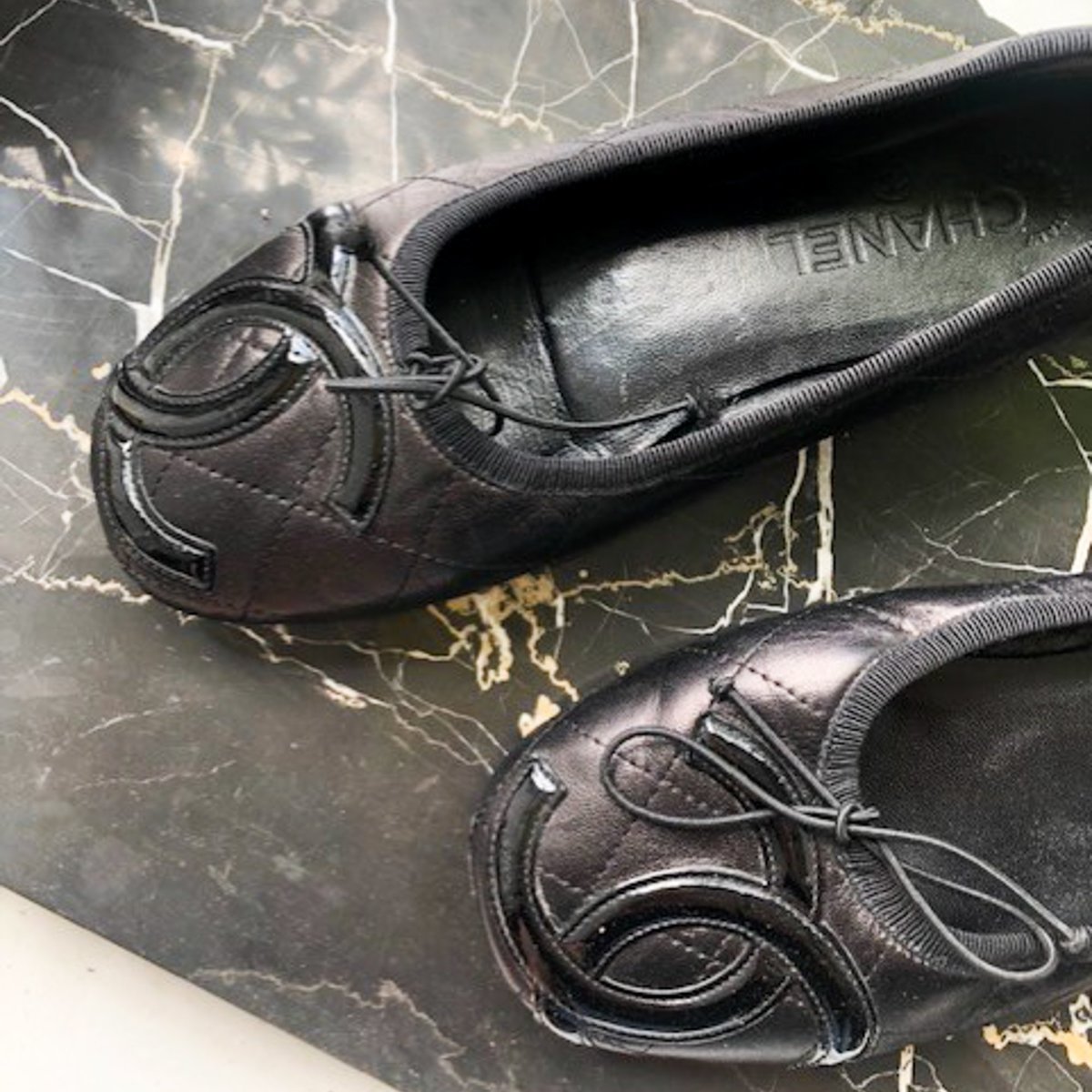 [pre-loved] Chanel Leather Ballet Flats - black - Image 1 of 5