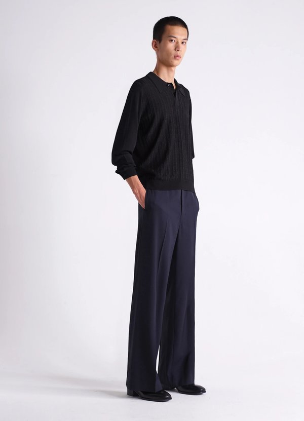 Lemaire Long sleeves knitted polo - black | Garmentory