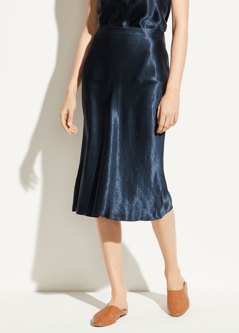 Vince Satin Slip Skirt - Coastal Blue
