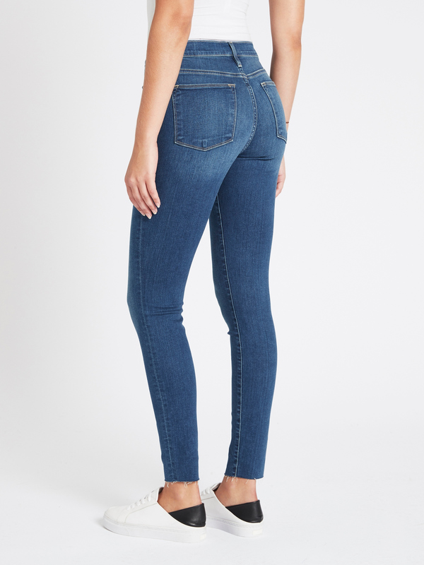 FRAME Denim Le High Skinny Raw Edge Jean - Mid Denim FRAME Denim Le High Skinny Raw Edge Jean - Mid Denim