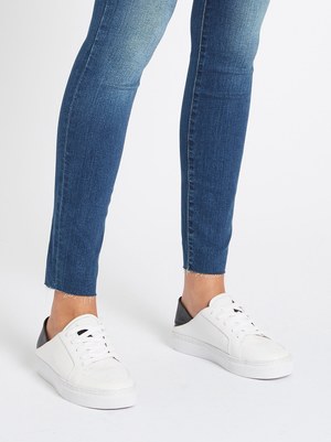 FRAME Denim Le High Skinny Raw Edge Jean - Mid Denim FRAME Denim Le High Skinny Raw Edge Jean - Mid Denim