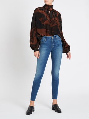 FRAME Denim Le High Skinny Raw Edge Jean - Mid Denim FRAME Denim Le High Skinny Raw Edge Jean - Mid Denim