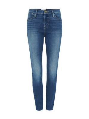 FRAME Denim Le High Skinny Raw Edge Jean - Mid Denim FRAME Denim Le High Skinny Raw Edge Jean - Mid Denim