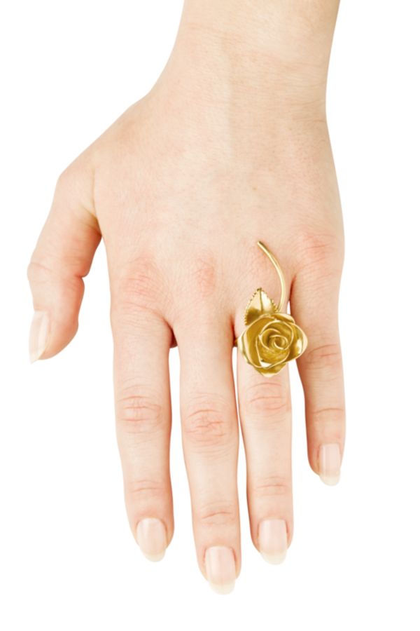 VIBE HARSLOF x FACETASM Goldplated Rose Ring - Gold VIBE HARSLOF x FACETASM Goldplated Rose Ring - Gold