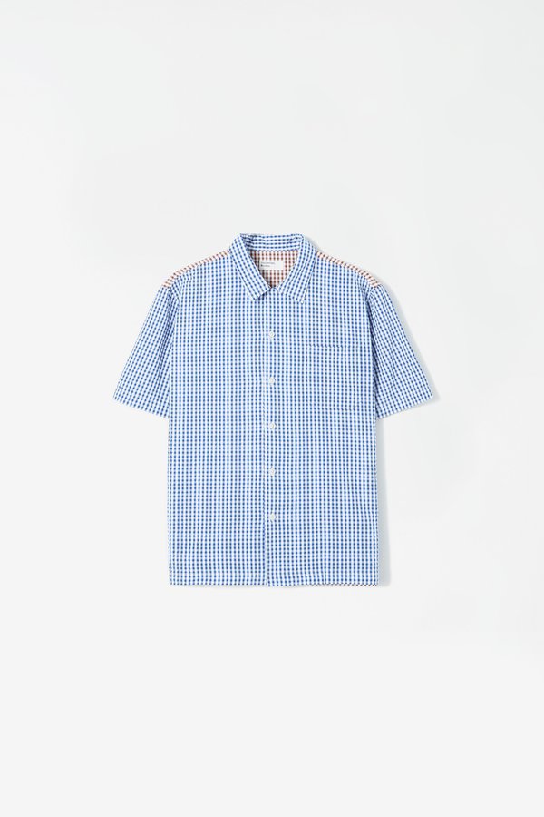 Universal Works Road shirt - gingham blue/brown Universal Works Road shirt - gingham blue/brown
