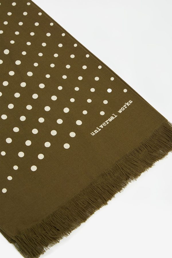 Universal Works Short scarf - dot print olive Universal Works Short scarf - dot print olive