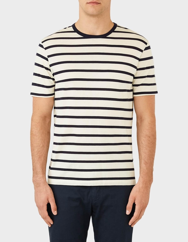 Sunspel Short Sleeve Striped Crew Neck T-Shirt Sunspel Short Sleeve Striped Crew Neck T-Shirt