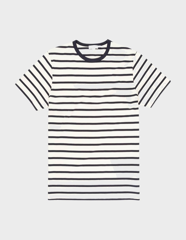 Sunspel Short Sleeve Striped Crew Neck T-Shirt Sunspel Short Sleeve Striped Crew Neck T-Shirt