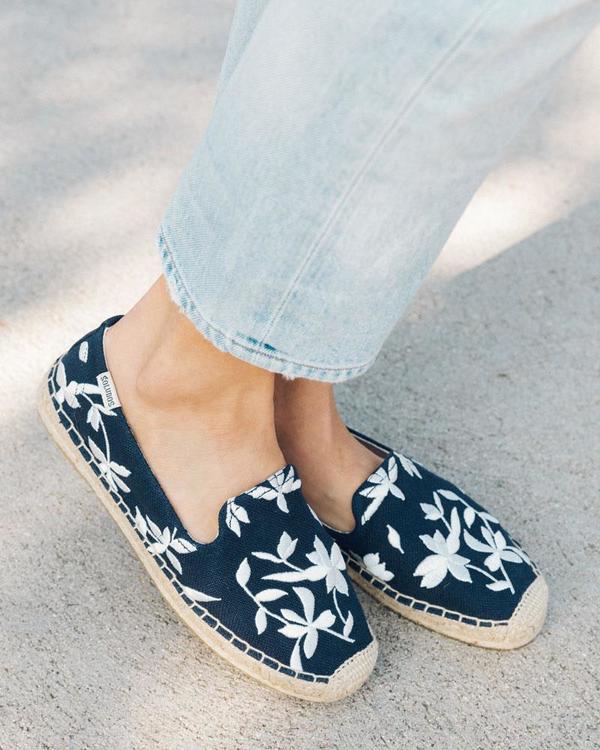 Soludos Shiloh Embroidered Espadrille midnight blue Garmentory
