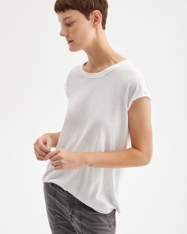 Nili Lotan Short-Sleeve Baseball Tee - White Nili Lotan Short-Sleeve Baseball Tee - White