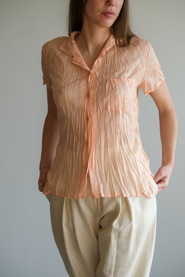 VINTAGE PLEATED SHIRT - PEACH VINTAGE PLEATED SHIRT - PEACH