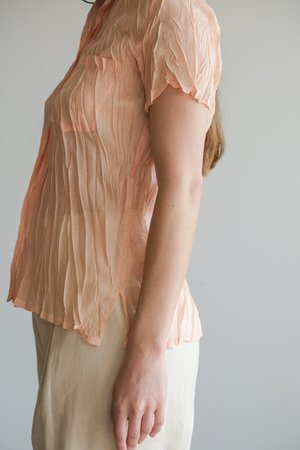 VINTAGE PLEATED SHIRT - PEACH VINTAGE PLEATED SHIRT - PEACH