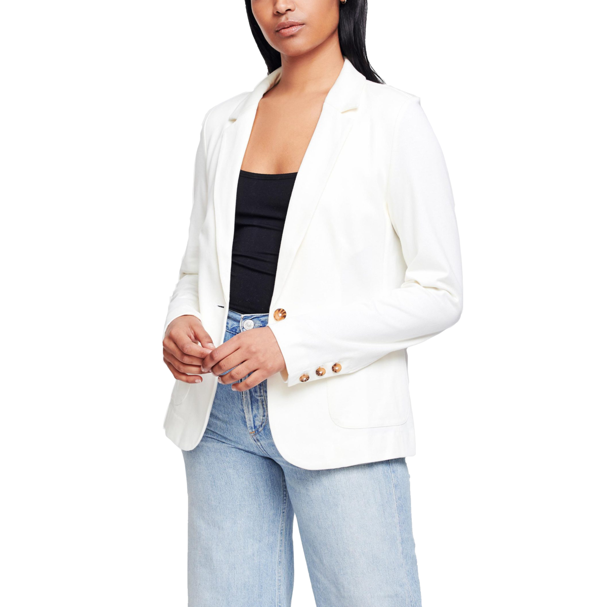 White+Warren Denim Blazer - White - Image 1 of 3
